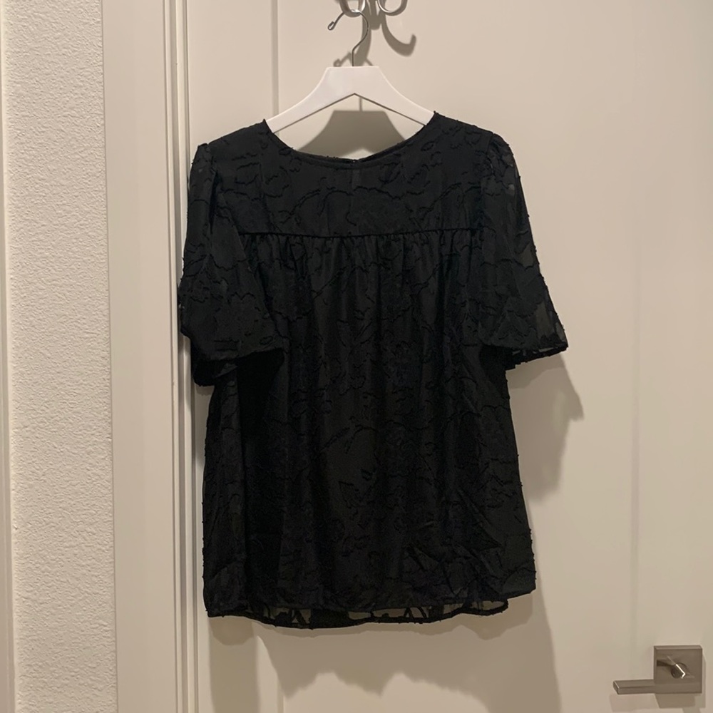 Dokotoo 3/4 Bell Sleeve Crewneck Lace Babydoll top